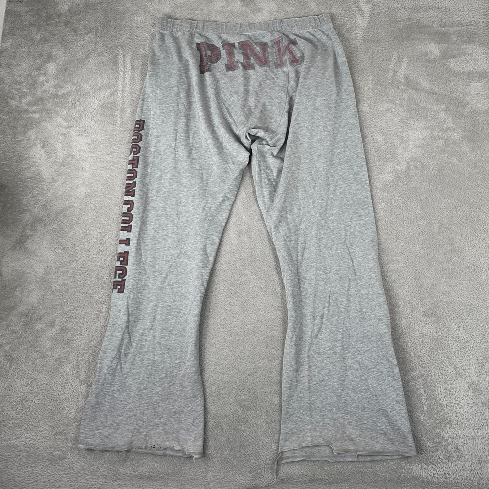 Boston College Sweatpants Womens Medium Gray Victoria's Secret PINK Y2K Wide Leg